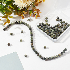 2 нити бусин из натуральной зеленой зебровой яшмы&nbsp;G-OC0002-74