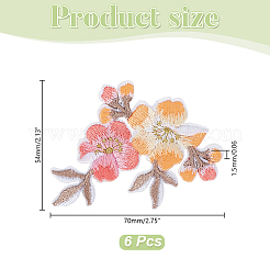 6 шт. цветочные нашивки из полиэстера и хлопка с компьютерной вышивкой&nbsp;PATC-HY0001-91B