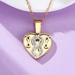 304 нержавеющая сталь полимерная глина стразы сердце открывающиеся подвески ожерелья для женщин&nbsp;NJEW-Z065-13G