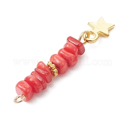 Бусины из окрашенных натуральных пресноводных раковин с подвесками в виде звезд из сплава.&nbsp;PALLOY-JF05031