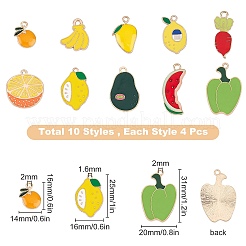 40шт 10 стиля светлые позолоченные подвески из сплава с эмалью&nbsp;ENAM-SC0001-89KCG