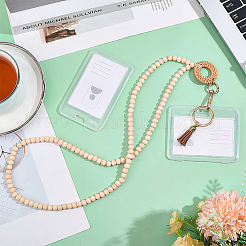 1 шт. ремешок для визитной карточки с круглыми деревянными бусинами&nbsp;AJEW-CP0010-23B