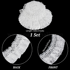 Полиэстеровая двухслойная плиссированная кружевная лента&nbsp;OCOR-WH0036-92B