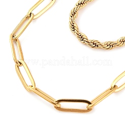 Двухслойные цепочки-скрепки и веревочные цепочки из нержавеющей стали 304 для женщин&nbsp;LS-NJEW-G140-01A-G