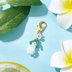 3d подвеска из стеклянных бусин в форме баклажана&nbsp;HJEW-MZ00370-04