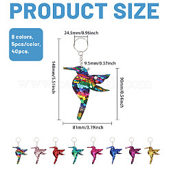 40 шт. 8-цветный брелок с подвеской в виде колибри&nbsp;KEYC-CA0001-60