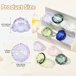 12 шт. 6-х цветные прозрачные стеклянные колпачки для бусин&nbsp;GLAA-YW0004-84