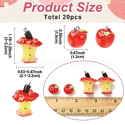 20 шт. 2 стиля подвески из смолы в виде яблока&nbsp;RESI-YW0004-67
