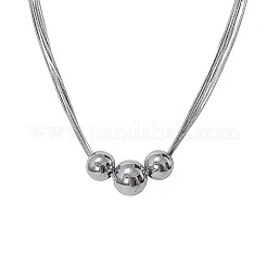 201 нержавеющая сталь 3 круглая градуированная бусинка подвеска ожерелье&nbsp;FS-WGD22DA-01
