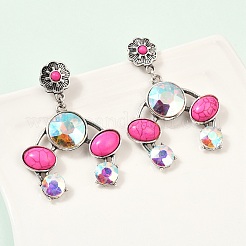 Серьги-гвоздики из сплава синтетической бирюзы&nbsp;LS-EJEW-U053-08AS