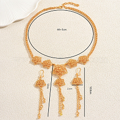 Комплекты из серег и ожерелий с полыми цветами из сплава для женщин&nbsp;EU9559