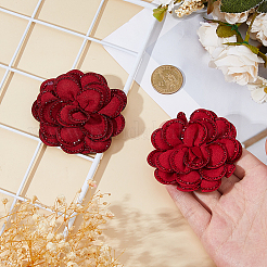 2 шт. пряжки для обуви из полиэстера с цветочным узором&nbsp;DIY-HS0002-13B