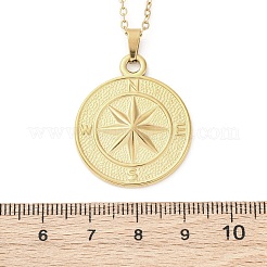 Ожерелья с подвесками из нержавеющей стали 304 в виде компаса&nbsp;NJEW-M096-19G