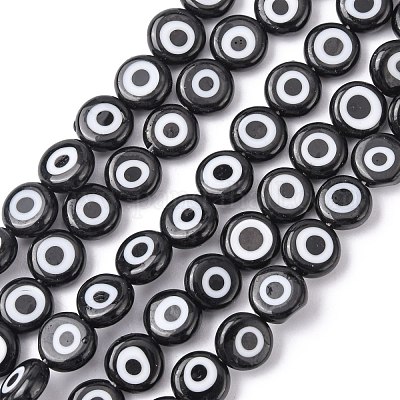 Ручной сглаза Lampwork плоские круглые пряди шарик&nbsp;LAMP-L058-8mm-10-1