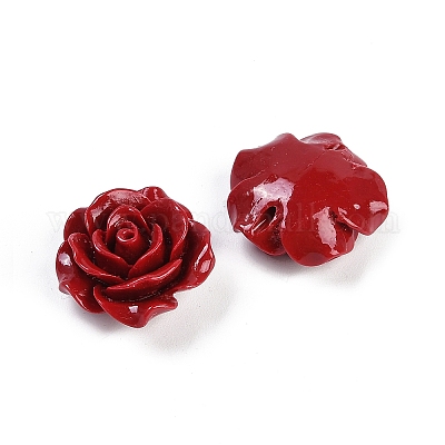 Резные бусины из синтетического коралла&nbsp;CORA-M001-04C-1