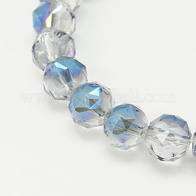 Стеклянные бусины с гальваническим покрытием  EGLA-J015-8mm-WLS09-1