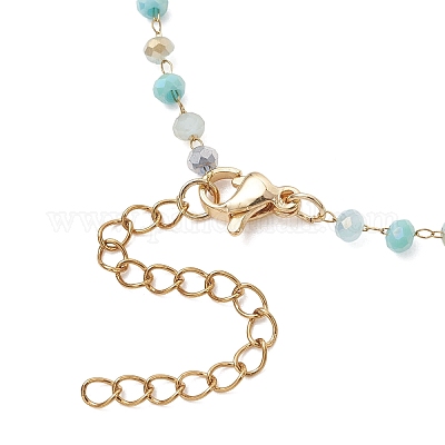 Изготовление браслета из цепочек с гранеными стеклянными бусинами-ронделями ручной работы.&nbsp;AJEW-JB01584-1