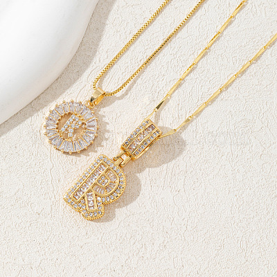 2 шт. 2 стиля латунный комплект из подвески с инициалами из прозрачного кубического циркония FS-WGBC393-18-1