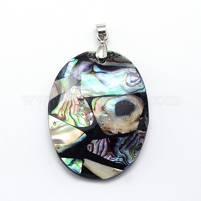 Латунь Пауа оболочки овальные подвески SSHEL-F0006-55-1