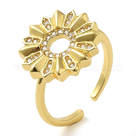 Открытые манжеты из латуни с микропаве и прозрачным цирконием для женщин&nbsp;LS-RJEW-Z070-04G-03-1