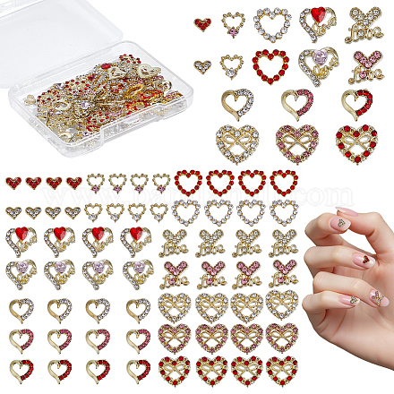 80 шт. 16 стиля кабошонов из сплава стразов в форме сердца&nbsp;MRMJ-MA0001-01-1