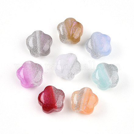 Двухцветные прозрачные смоляные бусины RESI-N042-02A-1