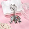 Alloy Rhinestone Keychain, with Alloy Clasps, Antique Silver, Colorful, 98mm