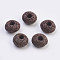Natural Lava Rock European Beads, Dyed, Large Hole Beads, Flat Round, Coconut Brown, 15~16x8.5~9mm, Hole: 4~5mm