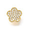 Brass Micro Pave Cubic Zirconia Charms, Nickel Free, Real 18K Gold Plated, Flower, 11x11.5x4.5mm, Hole: 5.5x2.5mm