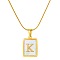 Stainless Steel Snake Bone Chain Alphabet Necklace with Shell Pendant, Letter K, Golden