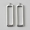 Alloy Pendants, Rectangle, Platinum, 44x12x4.5mm, Hole: 1.6mm