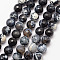 Natural Fire Crackle Agate Bead Strands, Round, Faceted, Dyed & Heated, Black, 10mm, Hole: 1mm, about 37pcs/strand, 36~37cm