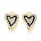 Alloy Rhinestone Pendants, with Enamel, Heart Charms, Light Gold, 18.5x13x3.5mm, Hole: 1.8~2mm