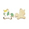 Alloy Enamel Pendants, Unicorn Charm, Golden, Sea Green, 18x17.3x1.5mm, Hole: 2mm