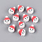 Christmas Theme Handmade Polymer Clay Beads, Father Christmas/Santa Claus, White, 11~12x8.5~10x5mm, Hole: 1.5mm