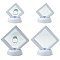 4Pcs 2 Styles Plastic 3D Floating Frame Display Holder, Thin Flim Coin Suspension Display Boxes, Square, White, 5.1~6.9x5.1~6.9x5.4cm, 2pcs/style