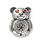 925 Sterling Silver Peg Bail Pendants, with Cubic Zirconia, Bear, for Half Drilled Beads, Bear, Antique Silver, 28x21.5x10mm, Hole: 10.5x6mm, Pin: 1mm