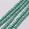 Electroplate Glass Bead Strands, Rondelle, Faceted, Rainbow Plated, Medium Sea Green, 3x2mm, Hole: 1mm, about 105~110pcs/strand, 29~31cm