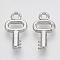 Plating ABS Plastic Pendants, Key, Platinum, 17x9x2mm, Hole: 2mm