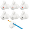 6Pcs 2 Colors Rabbit Ceramic Paint Brush Pen Holders, White, 38x25x45mm, 3pcs/color