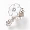 Alloy Enamel European Dangle Charms, with Rhinestones, Flower, Large Hole Pendants, Platinum, White, 20.5x13.5x12mm, Hole: 5mm