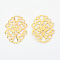 Iron Filigree Joiner Links, Etched Metal Embellishments, Golden, 31x20x0.5mm, Hole: 6x3.5mm