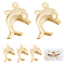 20Pcs Brass Pendants, Dolphin, Real 18K Gold Plated, 19x14x5mm, Hole: 1mm