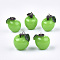 Resin Pendants, with Platinum Tone Iron Findings, Imitation Food, Apple, Lime Green, 23~27x21~22x19~20mm, Hole: 2mm