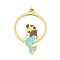 Ion Plating(IP) 304 Stainless Steel Charms, Sea Animal Theme Enamel Charms, Real 14K Gold Plated, Mermaid, 15x10x0.8mm, Hole: 0.8mm