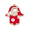Alloy Enamel Pendants, with Crystal Rhinestone, Hamsa Hand with Evil Eye Charms, Light Gold, Red, 38.5x31x2.5mm, Hole: 1.6mm