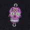 Alloy Enamel Links Connectors, Platinum, Skull, Dark Orchid, 26x13.5x3.3mm, Hole: 1.8mm