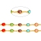 Handmade Brass Link Chains, with Glass Faceted Rhinestone & Spool, Soldered, Long-Lasting Plated,Real 18K Gold Plated,  Flower, Colorful, Flower: 12x6.5x3mm, about 32.8 Feet(10m)/roll