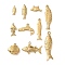 10Pcs 304 Stainless Steel Pendants, Fish, Ion Plating(IP), Real 18K Gold Plated, 9~43x6.5~28.5x2~5.5mm, Hole: 1.4~3mm