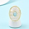 Natural Quartz Crystal & Flower Amazonite Oval Cuff Rings, with Brass Findings, Golden, 34.5x26mm